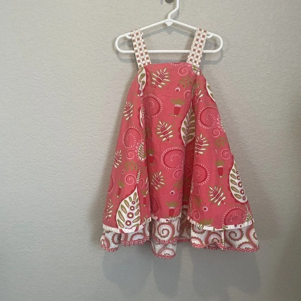 Jelly the Pug Dress Girls Size 6 Multicolor Tiered Ruffles sleeveless leaf